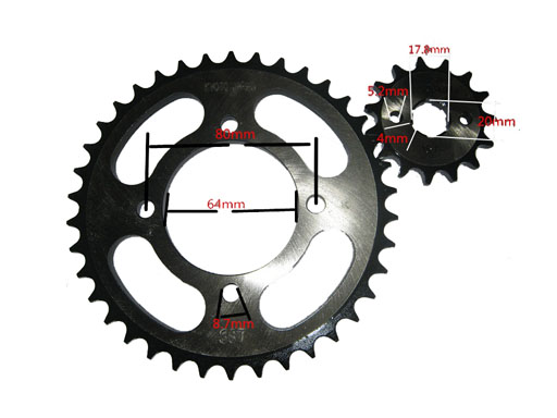 38T/15T CENTER:64MM GUIDE TO GUIDE:48.7MM 428H LINK:124