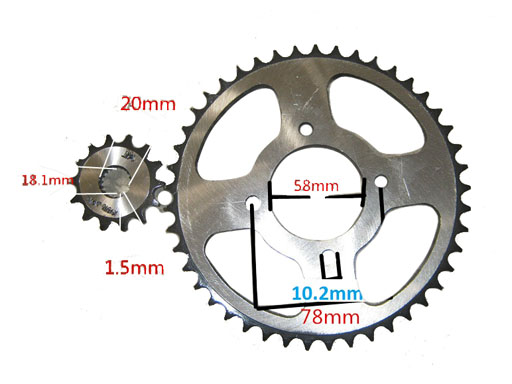 45T/14T CENTER:58.4MM GUIDE TO GUIDE:46.5MM 428H LINK:124