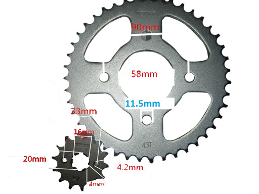 44T/15T CENTER:58.1MM GUIDE TO GUIDE:53.3MM 428H LINK:132