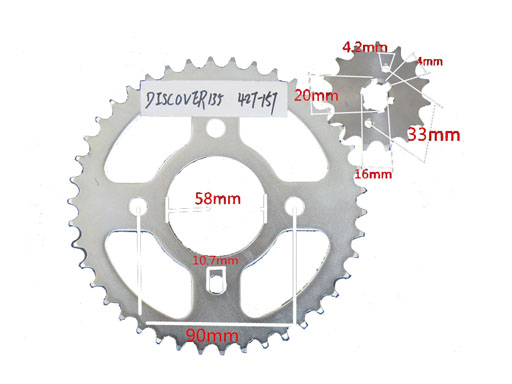 42T/14T CENTER:58MM GUIDE TO GUIDE:53MM 428H LINK:126