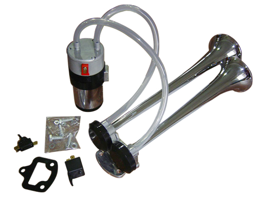 JGS607 12V AIR HORN TWO CHROME HORNS WITH COMPRESSOR